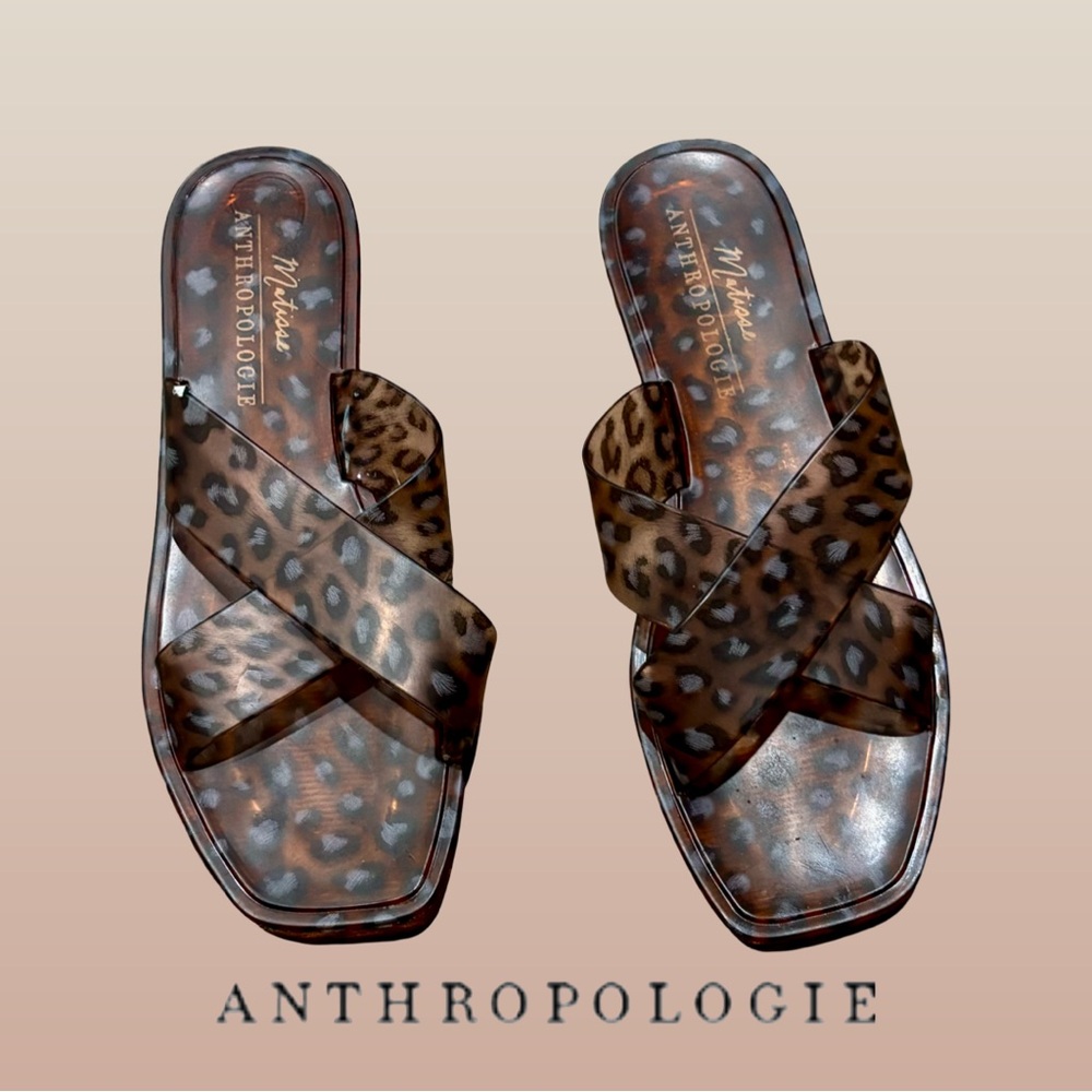 NWOT- Anthropologie Leopard Print Slide Sandal - Size 8